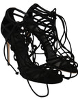 Dolce & Gabbana Black Suede Strap Stilettos Sandals