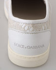 Dolce & Gabbana White Leather Lace Slip On Loafers Shoes