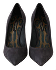 Dolce & Gabbana Gray Suede Leather Stiletto Shoes Heels