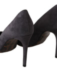 Dolce & Gabbana Gray Suede Leather Stiletto Shoes Heels