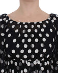 Dolce & Gabbana Black White Polka Dotted Ruffled Dress