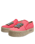 Twinset Pink Canvas Crystal Embellished Slip On Shoes