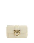 PINKO White Calf Leather Bos Taurus Shoulder Bag