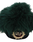 Dolce & Gabbana Green Fur DG Logo Embroidered Cloche Hat