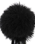 Dolce & Gabbana Black Tibet Lamb Fur Leather Gatsby Hat