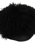Dolce & Gabbana Black Tibet Lamb Fur Leather Gatsby Hat
