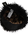 Dolce & Gabbana Black Tibet Lamb Fur Leather Gatsby Hat