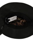 Dolce & Gabbana Black Leather DG Coin Crystal Wide Brim Hat