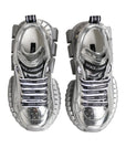 Dolce & Gabbana Silver Leather Super Queen Sneakers Shoes