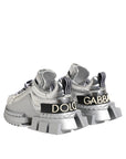 Dolce & Gabbana Silver Leather Super Queen Sneakers Shoes