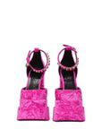 Versace Pink Velvet Platform Sandals