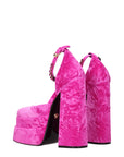Versace Pink Velvet Platform Sandals