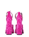 Versace Pink Velvet Platform Sandals
