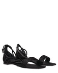 Max Mara Black Satin Flat Sandals