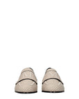 Max Mara Beige Fabric Slip-On Loafers