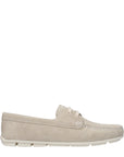 Prada Gray Leather Slip-On Loafers