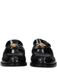 Versace Black Leather Slip-On Loafers