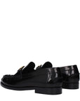 Versace Black Leather Slip-On Loafers