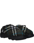 Burberry Green Fabric Slip-On Loafers