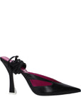 The Attico Black Leather Stiletto Heel Sandals