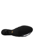 Dolce & Gabbana Black Leather Heels Slides Sandals Shoes
