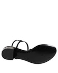 Dolce & Gabbana Black Leather Crystal Ankle Strap Sandals Shoes