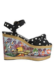 Dolce & Gabbana Multicolor Fish Polka Dot Wedge Sandals Shoes