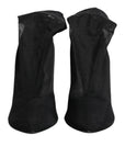 Dolce & Gabbana Black Silk Stretch Mesh Sock Boots Shoes