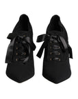 Dolce & Gabbana Black Lace Up Stiletto Heels Pumps Shoes