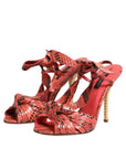 Dolce & Gabbana Coral Python Leather Heels Sandals Shoes