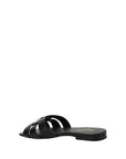 Saint Laurent Black Calf Leather Bos Taurus Strap-On Sandals