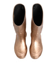 Dolce & Gabbana Rose Gold Rubber Pull On Rain Boots Shoes