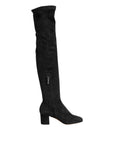 Dolce & Gabbana Black Suede Leather Knee High Boots Shoes