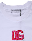 Dolce & Gabbana White Cotton DG Logo Embroidery Top T-shirt