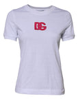 Dolce & Gabbana White Cotton DG Logo Embroidery Top T-shirt