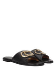 Off-White Black Leather Slippers
