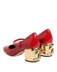 Dolce & Gabbana Red Leather DG Logo Heels Sandals Shoes