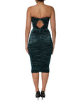 Dolce & Gabbana Green Silk Satin Fitted Strapless Dress