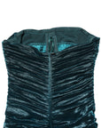 Dolce & Gabbana Green Silk Satin Fitted Strapless Dress