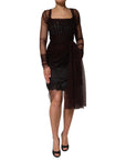 Dolce & Gabbana Black Lace Trim Long Sleeve Sheath Mini Dress
