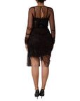 Dolce & Gabbana Black Lace Trim Long Sleeve Sheath Mini Dress