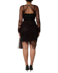 Dolce & Gabbana Black Lace Trim Long Sleeve Sheath Mini Dress