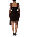 Dolce & Gabbana Black Lace Trim Long Sleeve Sheath Mini Dress