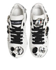 Dolce & Gabbana White Portofino Crystal Sneakers Shoes