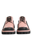 Dolce & Gabbana Light Powder Pink Black Leather Lace-Up Shoes