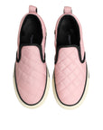 Dolce & Gabbana Pink Quilted Nylon Slip-On Sneaker Shoes