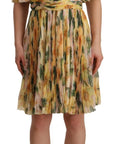 Dolce & Gabbana Yellow Floral Print Pleated Maxi Dress