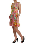 Dolce & Gabbana Multicolor Floral Silk Flared Mini Dress