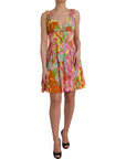 Dolce & Gabbana Multicolor Floral Silk Flared Mini Dress