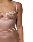 Dolce & Gabbana Blush Pink Silk Satin Bustier Midi Bodycon Dress